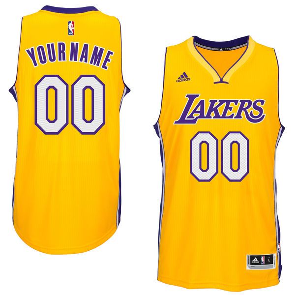 Men Los Angeles Lakers Adidas Gold Custom Swingman Home NBA Jersey